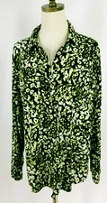 Rock & Republic Womens Size L Leopard Print Button Down Blouse