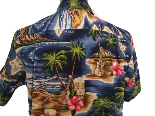 Camisa Hawaiana RJC Para Hombre Mediana M Multicolor Islas Palmeras Algodón - Imagen 4 de 7