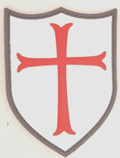 Knights Templar Crusader Cross Shield Tactical PVC Rubber Patch 3"X4" White Red
