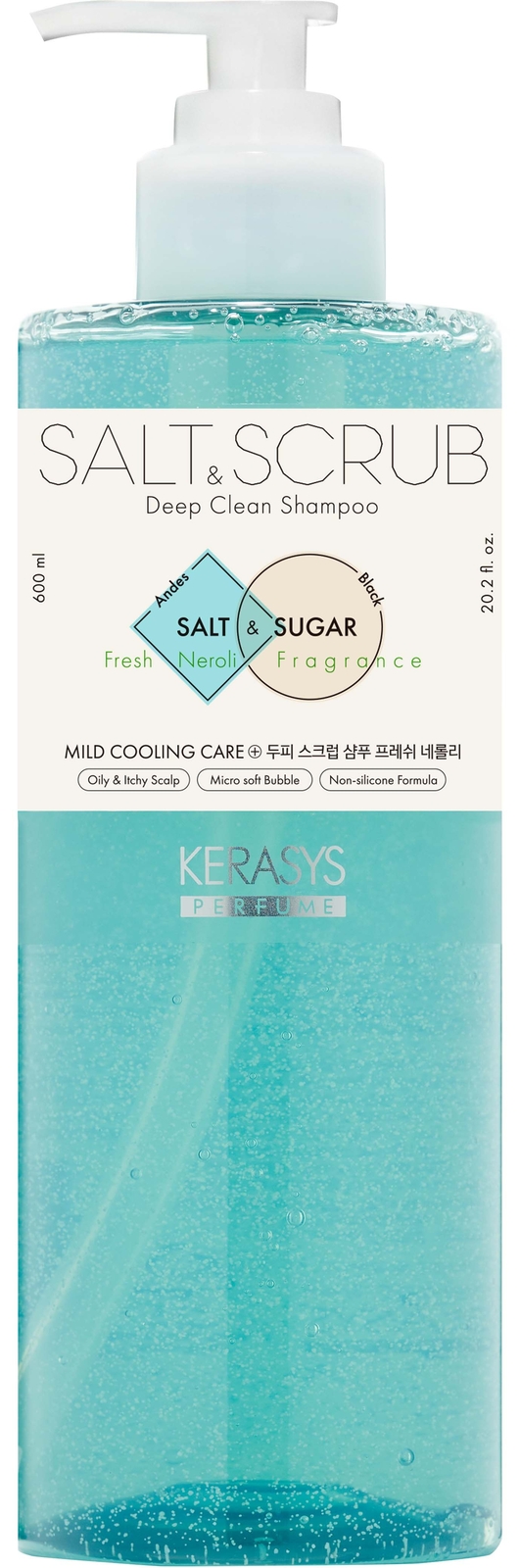 Глубоко очищающий шампунь с солью и скрабом KERASYS, 600 мл #Со свежим ароматом нероли
