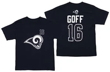 OuterStuff NFL Youth Boys Los Angeles Rams Jared Goff #16 Player Tee, Navy