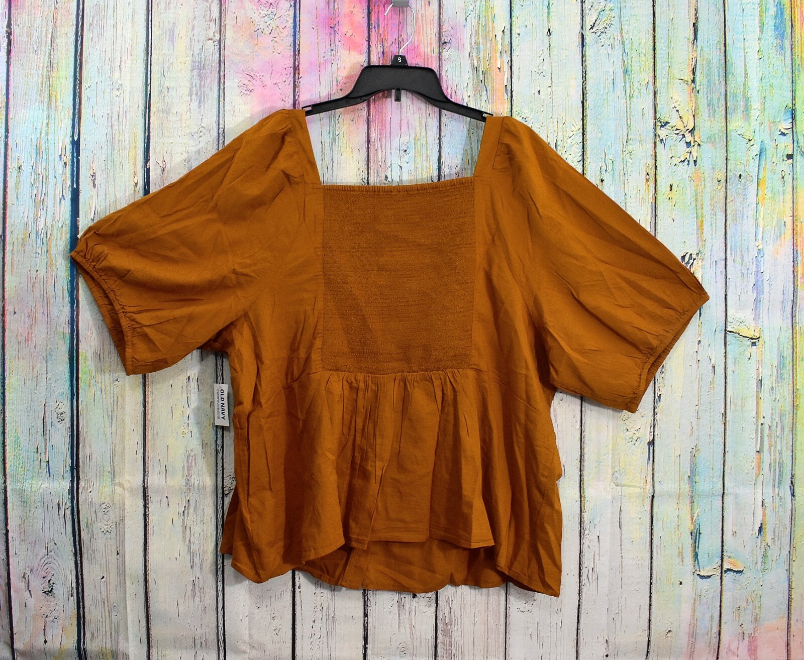 Women's Old Navy Puff-Sleeve Smocked Button-Down Blouse Size 4X Chaparral  NWT | eBay