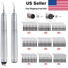 USA Dental Ultrasonic Air Perio Scaler Handpiece Hygienist 2/4-Holes With 3 Tips
