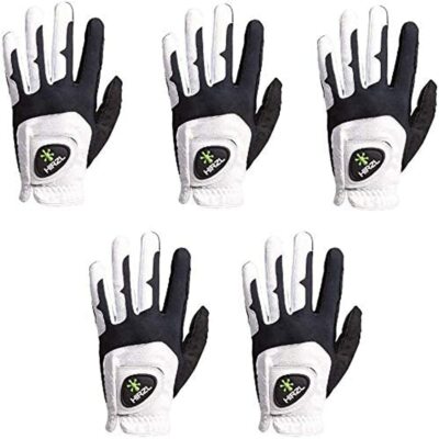 HIRZL Women Golf Gloves - Grippp Fit, Premium Leather, White/Black - Pack of 5