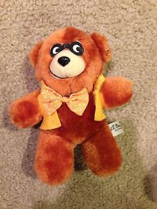 VTG-Ted-E-Bear-Brown-Teddy-Plush-Stuffed-Animal-Toy-Yellow-Vest-Bow-Tie-Glasses