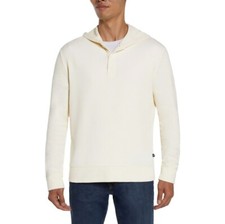 Gap Mens Medium Waffle Henley Button Hoodie White