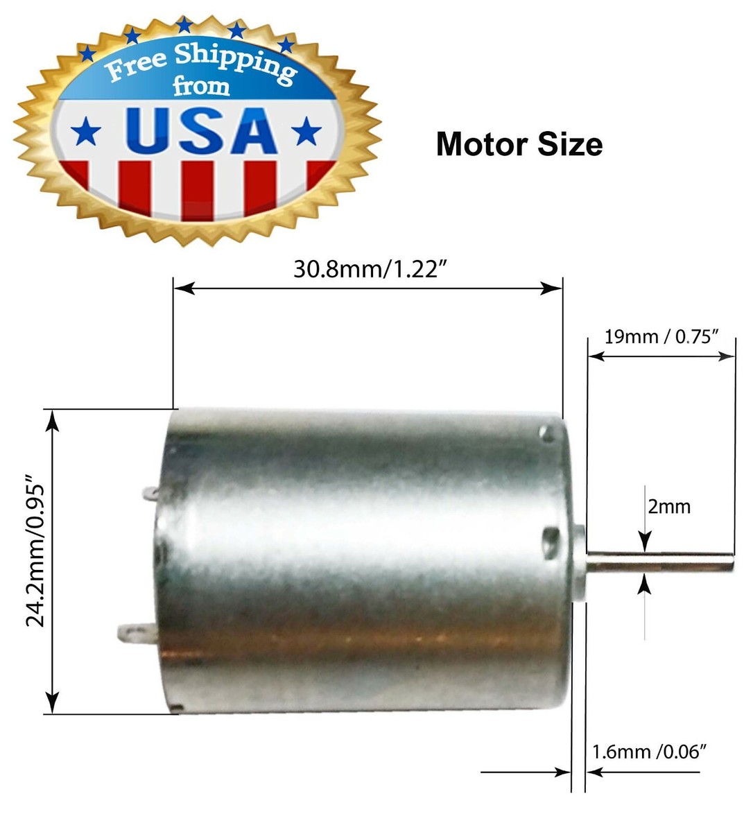 WYanHua-Électrique RK-370CA-20165 Moteur électrique rond, DC 6V-12V 13000RPM ARBRE 2MM, moteur à brosse à charbon haute vitesse, moteur micro mini 24mm, DIY Hobby Toy Voiture Bateau Mini Précision