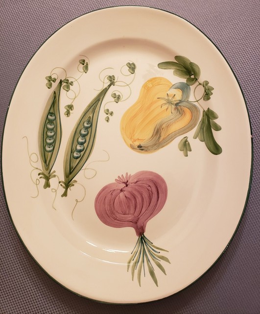 Large Vegetable Oval Serving Plate Platter HandPainted Bizzirri Made