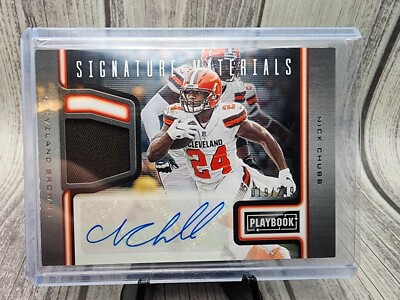 2019 Signature Materials Nick Chubb Game Used Autograph Auto /249 Playbook 
