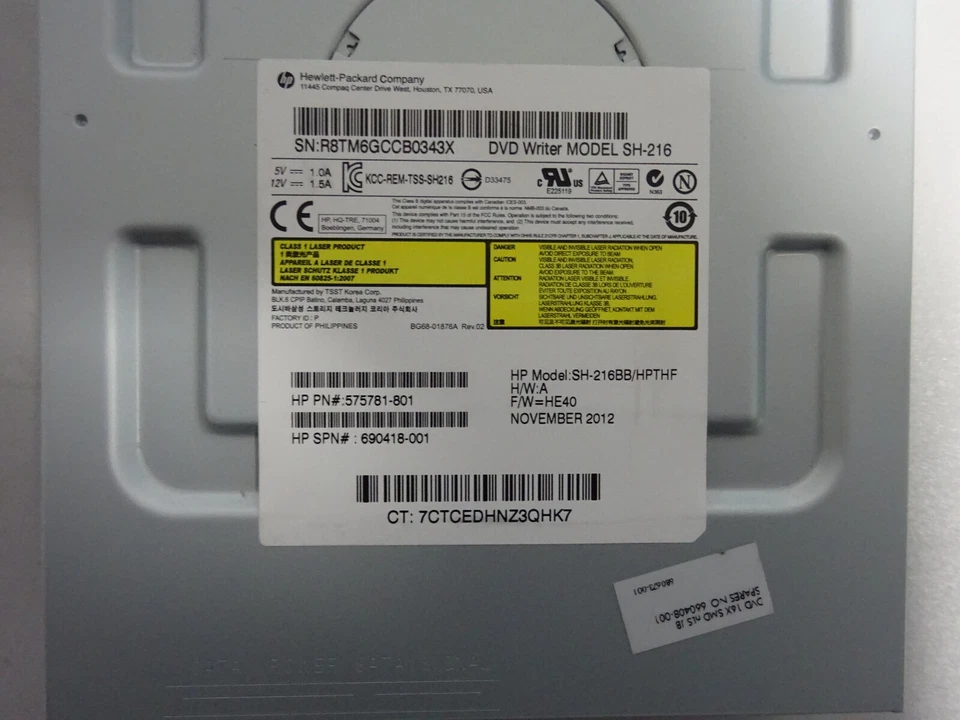 HP DVD Brenner SATA  575781-801 690418-001  660408-001 schwarz - Bild 3 von 4