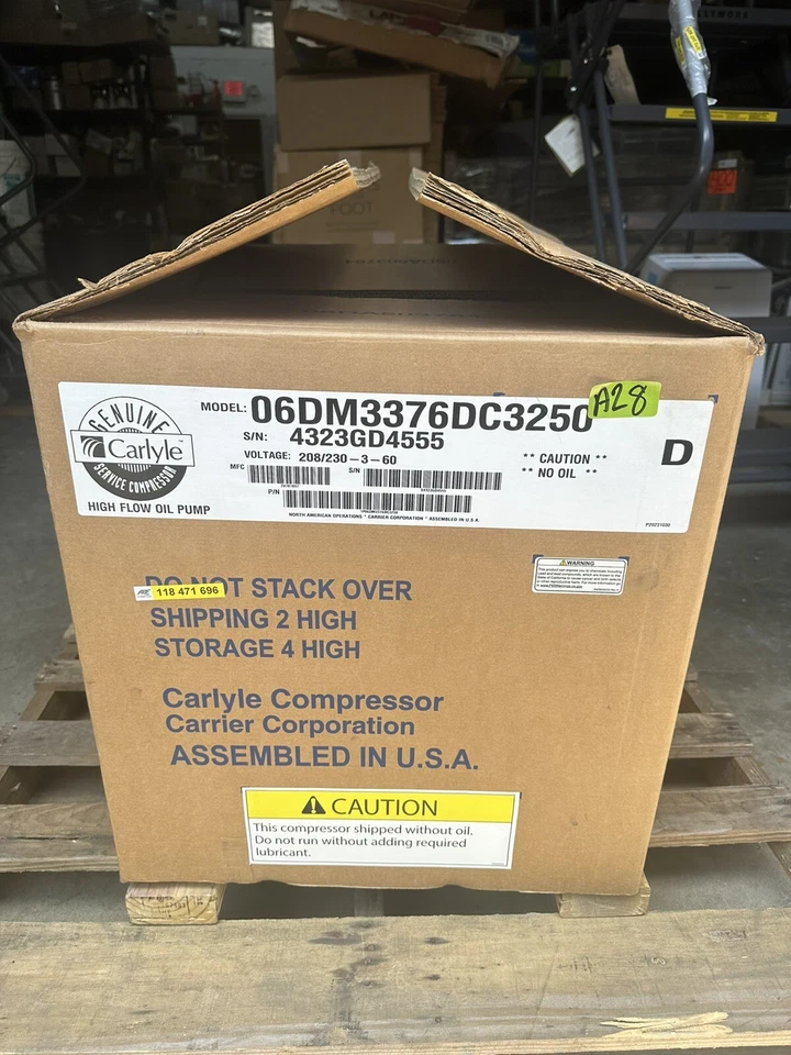 NUEVO Compresor recíproco semihermético Carlyle, 208/230Vac 06DDM3376DC3250 Foto 3 de 4