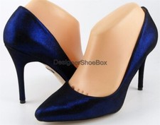  215 BADGLEY MISCHKA VISION Blue Brushed Suede Designer EVENING Pumps 6