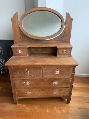 Antique Solid Wood Dresser With Mirror Dressers Drawers