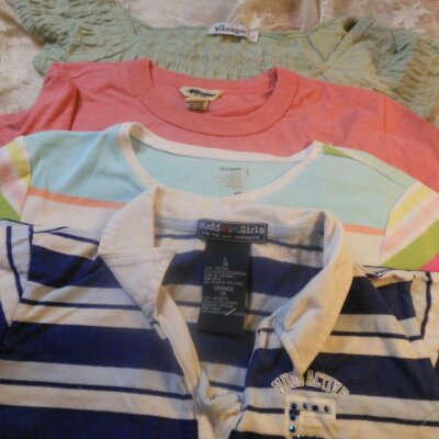 girls FREE SHIPPING.4 girls tops sz LG short sleeve 3 tee's 1 polo