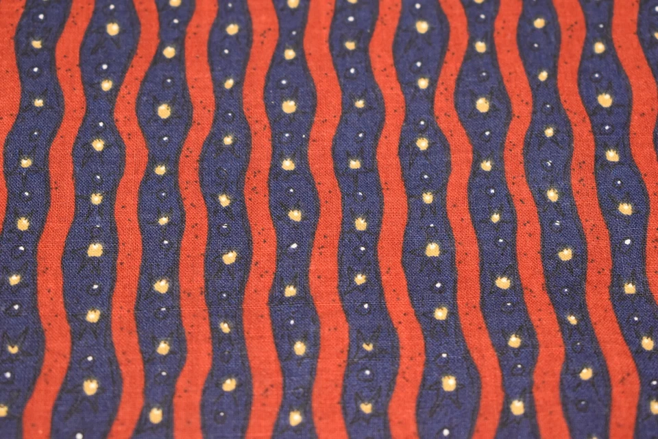 General Fabrics Algodón Rojo Azul Tostado 37" x 44" Rayas Onduladas AMERICANA COUNTRY Foto 2 de 3