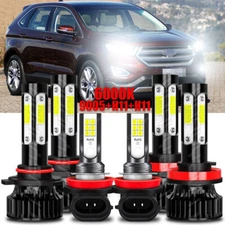FOR Ford Edge 2015-2017 6x 8000K LED Full Front Headlight Hi/Lo+Fog Light Bulbs