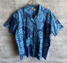 Vintage 2000s Alohawear Hawaii Will Sales Kiwanis Blue Hawaiian Shirt Size L
