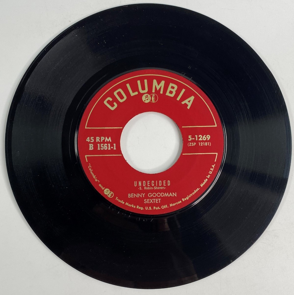 Benny Goodman Sextet Undecided Vinyl 45 (1952 Columbia 1561) EX