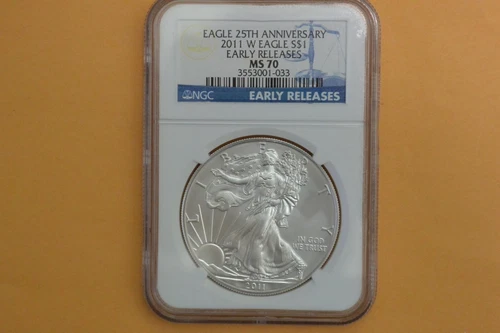 2011 W (BURNISHED) AMERICAN SILVER EAGLE  NGC MS70 EARLY RELEASES