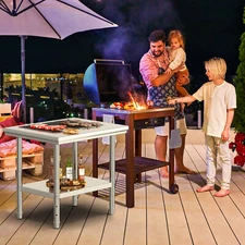 HOMIFLEX Stainless Steel Table 30" X 24" 2 Shelves Metal Work Table Prep Table