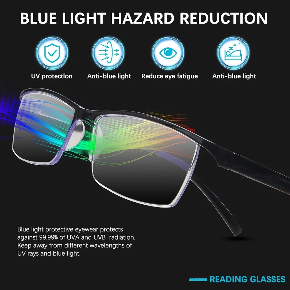 Paquete de 3 gafas de lectura para hombres con bloqueo de luz azul para lectores para hombres gafas cómodas Foto 4 de 4