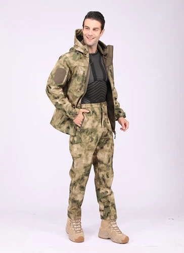 Giacca a vento tattica uomo soft shell giacca esercito jacket cappuccio tempo libero ~ - Foto 44 di 65