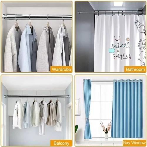 69-120cm Extendable Wardrobe Hanging Rail+Fittings Tube Bar Clothes Storage Pole - Picture 8 of 10