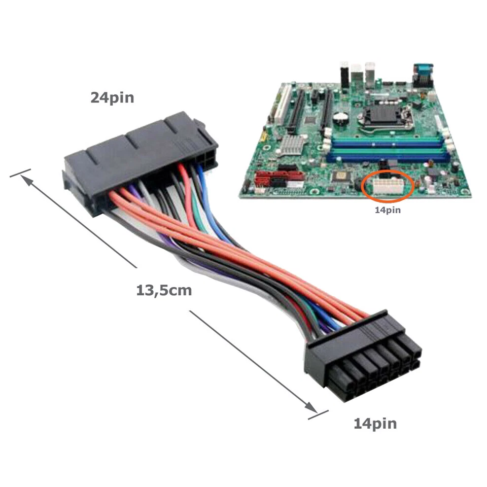 F36 Adapter Kabel 24pin auf 14pin Strom für Lenovo Medion ATX Mainboard Netzteil - Bild 4 von 4