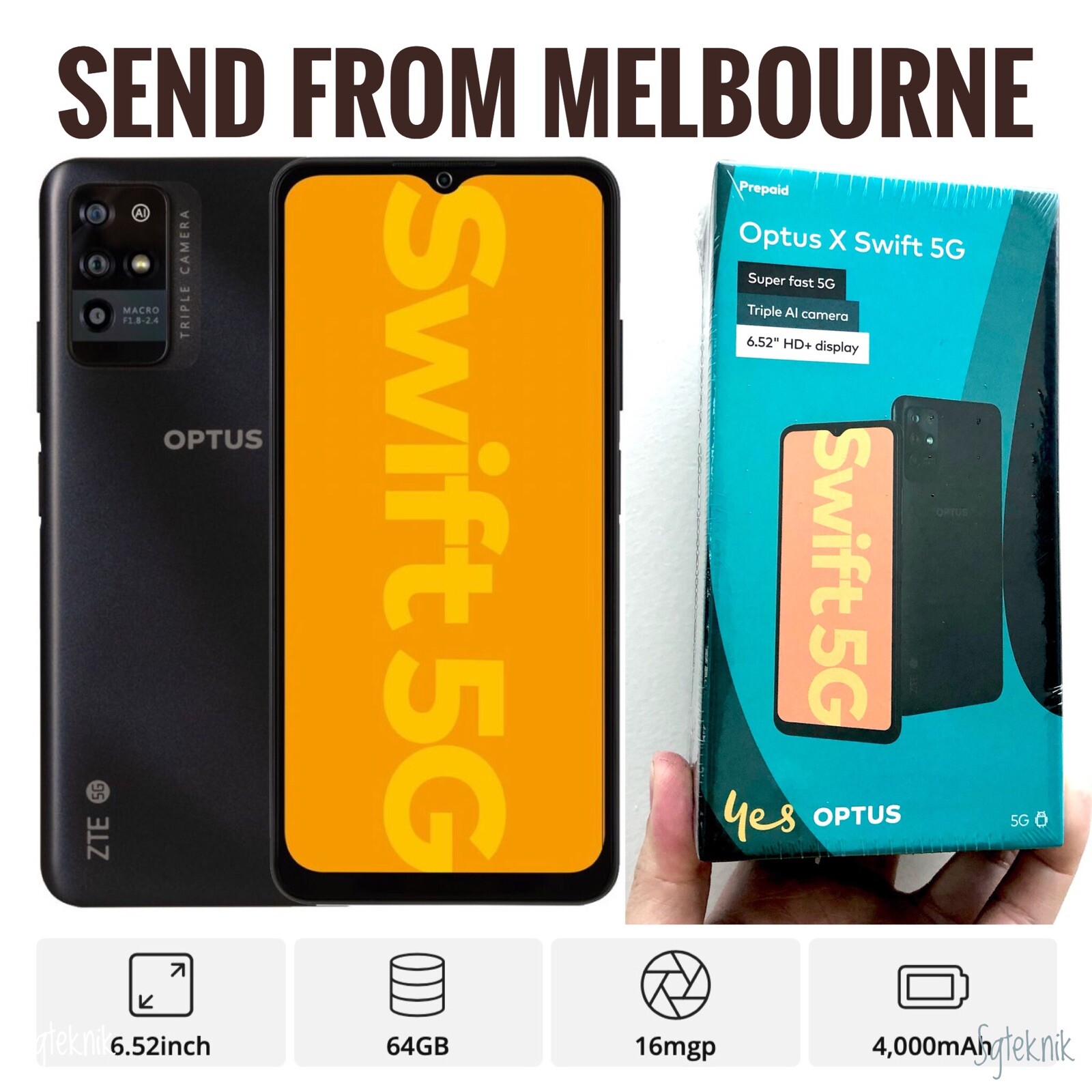 NEW Optus X SWIFT 5G [6.52" HD 64GB 4GB 16MP Cam NFC] $30 SIM ZTE Android Phone