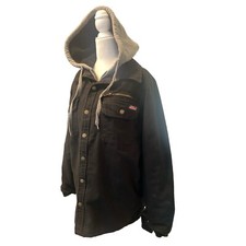 Vintage Dickies Coat Men s Small Black Hooded Lined Work Jacket Logo Duck Canvas