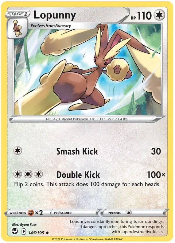 Lopunny Pokemon TCG Card 145/195