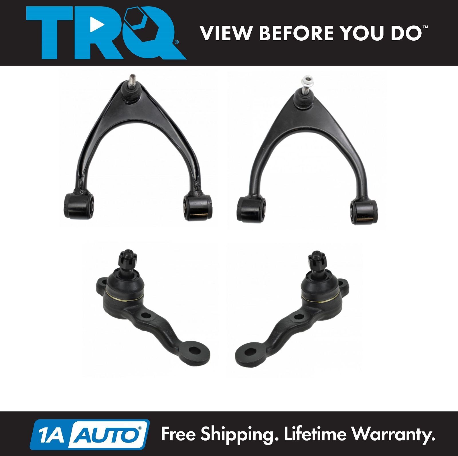 TRQ 4pc Suspension Kit Upper Control Arms & Lower Ball Joints for Lexus