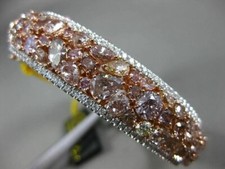 ESTATE LARGE 15.97CT MULTI COLOR DIAMOND 18K ROSE GOLD MULTI ROW BANGLE BRACELET