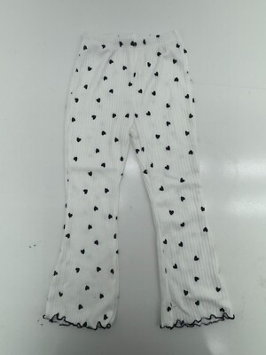 Shein White Black Heart Graphic Print Pajama Pants Girls Size 6