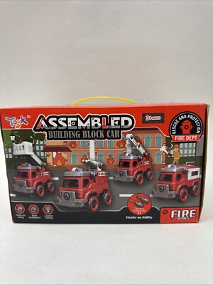 Fire Engine Building Block Set Puzzle Assembly 4 Fire Trucks To Build. 3+