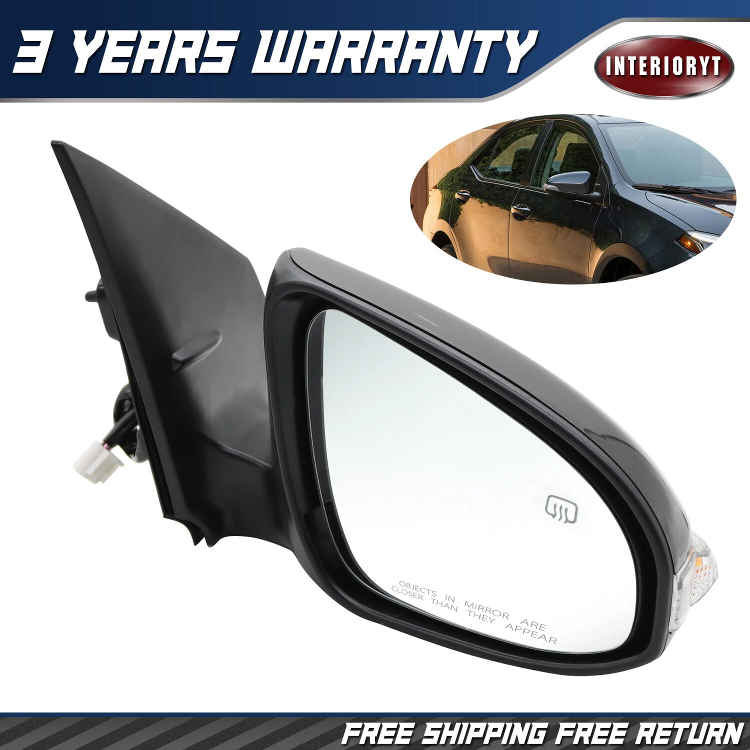 Right Side Mirror Power Heated w/ Turn Signal For 2014-2019 Toyota Corolla