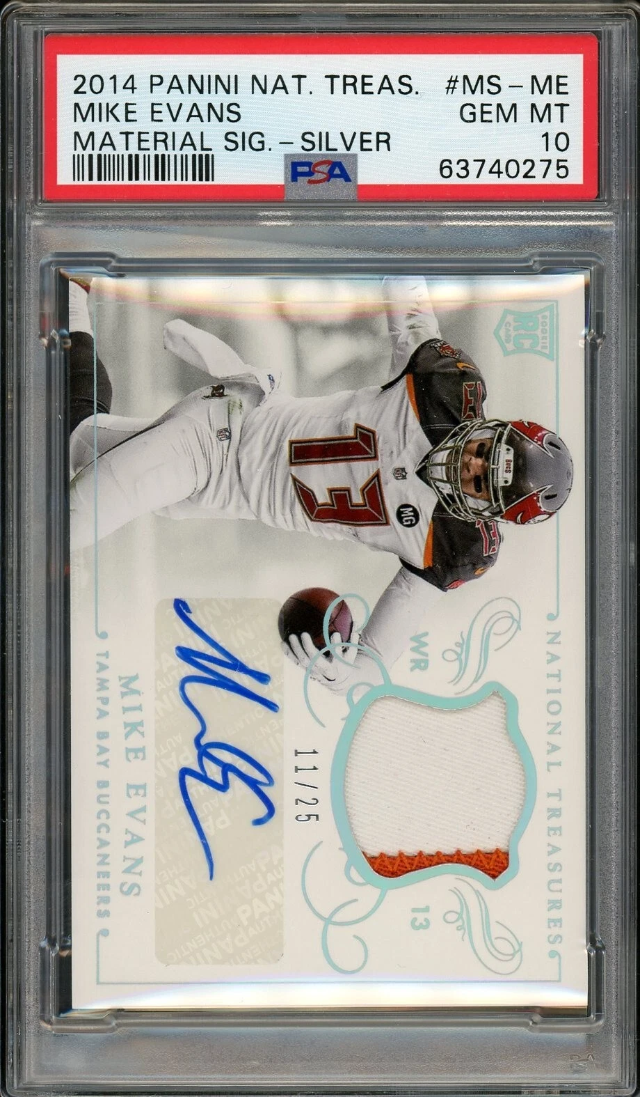 Mike Evans Panini National Treasures Material Signatures #MSME Silver