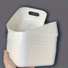 8 Pack Small White Plastic Storage Bins for Home Classroom Organization