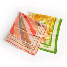 2 Vtg Avon Scarves 1978 Spring Water Repellent Sarah Kent 26" Sq Made in Japan