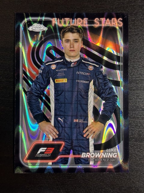 LUKE BROWNING 2024 Topps Chrome F1 Black Wave Refractor 1/1 RC #55