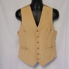 VTG 70s Men's Tan Corduroy Button Front Western Vest Sz 40 Large Unbranded