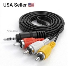 3.5mm to 3 RCA AV Cable 1M Male AUX to Video Audio Adapter Cord for TV DVD ST AV
