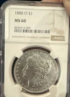 1888 O Morgan Silver dollar             NGC MS 60 - Beautiful 👀