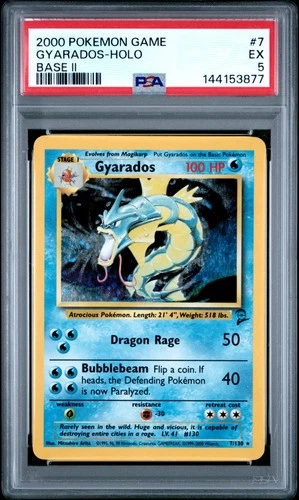 2000 POKEMON BASE SET 2 #7 GYARADOS-HOLO PSA 5