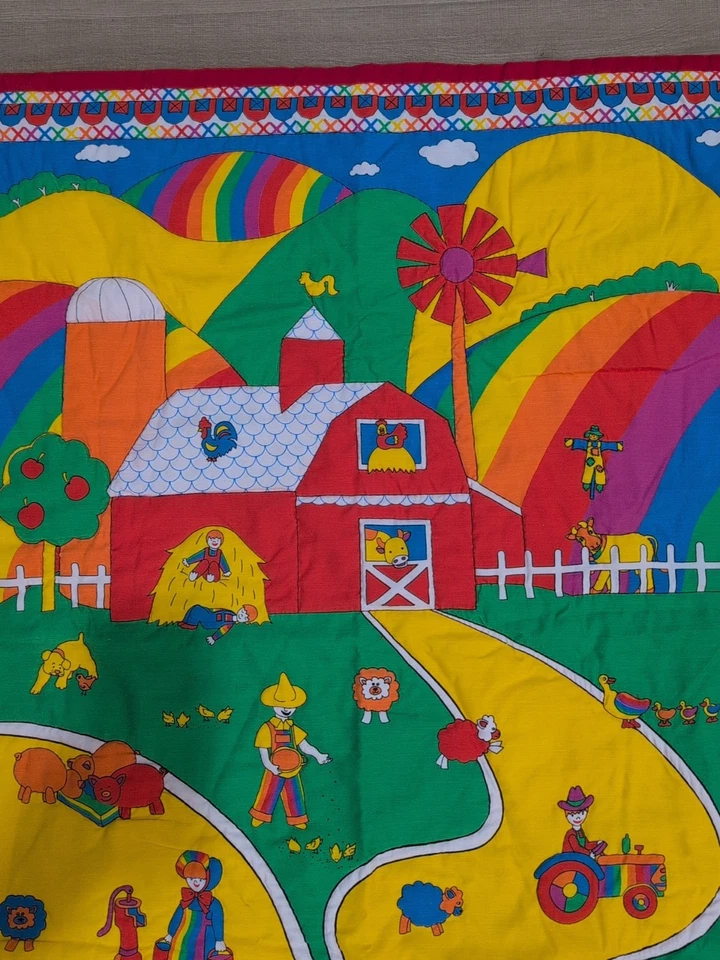 Manta con panel de tela Rainbow Barnyard 32" x 40" colgante de pared habitación infantil Foto 4 de 4