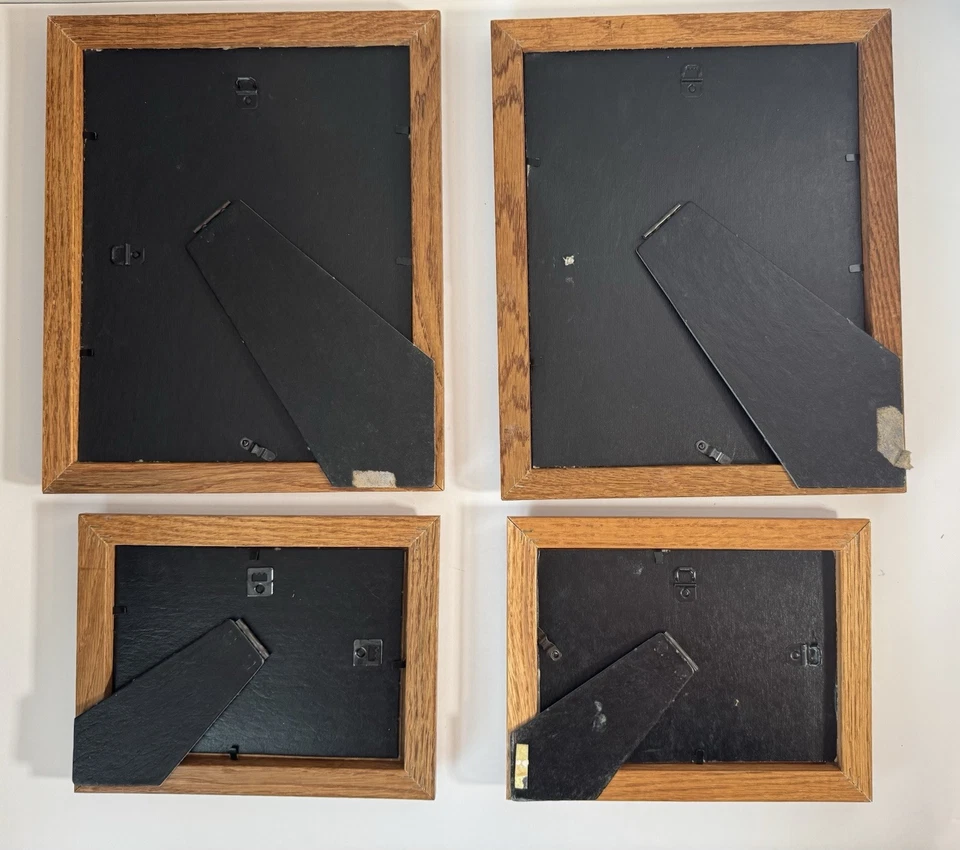 Lote de 4 molduras de madeira de carvalho vintage galeria 8x10 e 5x7 decoração de arte de parede - Imagem 3 de 4