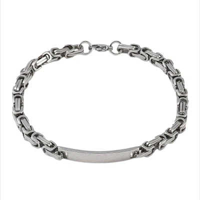 Royal ID Steel Königsketten-Armband aus Edelstahl mit Gravurplatte – 22 cm