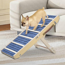 Foldable Wood Adjustable Dog Pet Ramp for Beds Couches Non Slip Portable 50 lbs