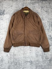Vintage Leather Flying Jacket Mens Large Brown Aviator Bomber Soft Flight USA