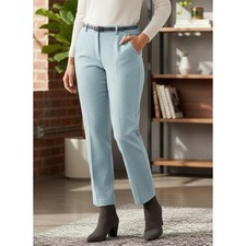 Pendleton Petite Wool Herringbone Trousers Women's 10 Light Blue Career USA